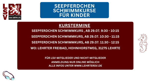 Seepferdchen Schwimmkurse beim LSV